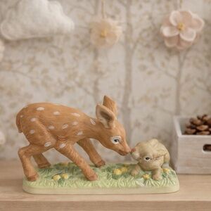 Vintage Woodland Decor Current Critters Fawn and Bunny Figurine Papél #3650 RARE